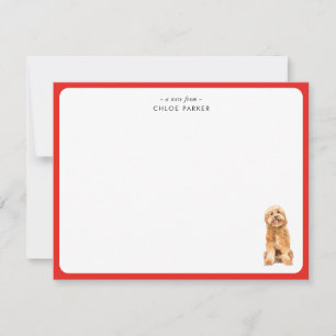 CuteRed Border Golden Doodle Christmas Thank you  Card