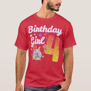 Cutes 4th Birthday Girls Sweet Candy 4 Year Old Ca T-Shirt