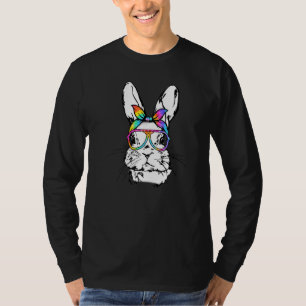 Cutes Bunny Messy Bun Tie Dye Bandanna Rabbit East T-Shirt
