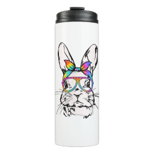 Cutes Bunny Messy Bun Tie Dye Bandanna Rabbit East Thermal Tumbler