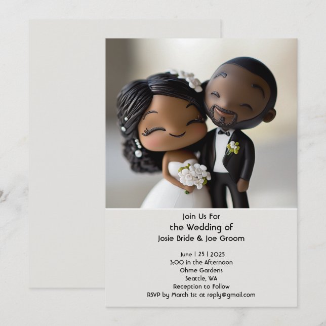 Cutest African American wedding Invitation (Front/Back)