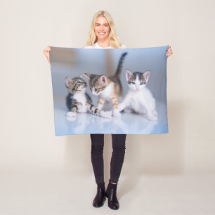 Cutest Baby Animals 3 Tabby Kittens Fleece Blanket