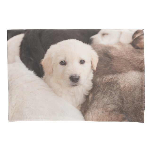 Cutest Baby Animals | A Cute Pile of Puppies Pillowcase (Front)