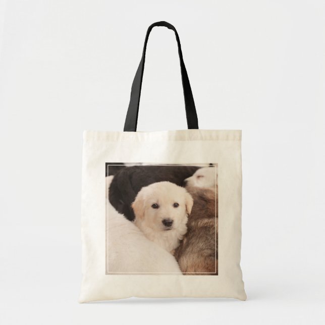 Cutest Baby Animals | A Cute Pile of Puppies Tote Bag (Front)