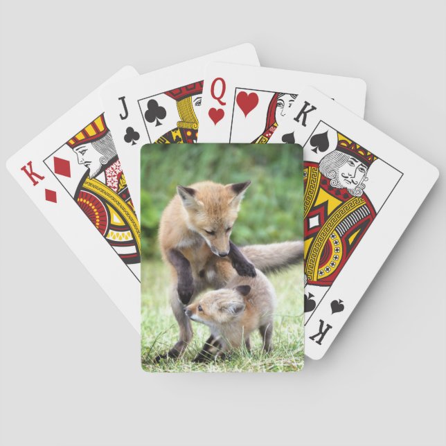 Cutest Baby Animals | Adorable Fox Kit & Mama Playing Cards (Back)