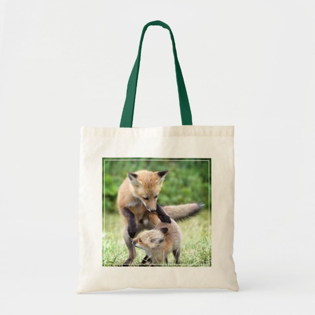 Cutest Baby Animals | Adorable Fox Kit & Mama Tote Bag (Front)