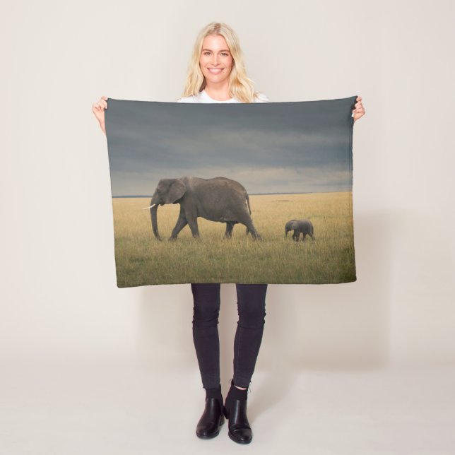 Cutest Baby Animals | African Elephant Family Fleece Blanket (In Situ)