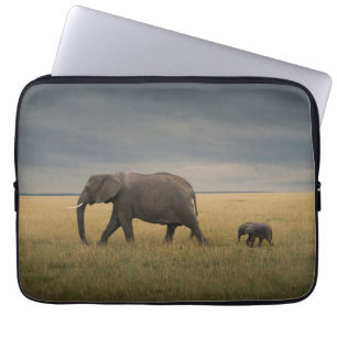 Cutest Baby Animals African Elephant Family Laptop Sleeve