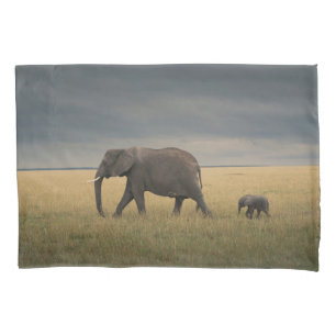 Cutest Baby Animals   African Elephant Family Pillowcase