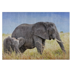 Cutest Baby Animals   African Elephant & Mother Cutting Board