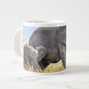 Cutest Baby Animals   African Elephant & Mother Large Coffee Mug