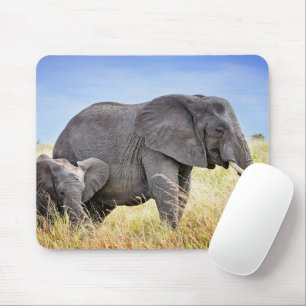 Cutest Baby Animals African Elephant & Mother Mouse Mat