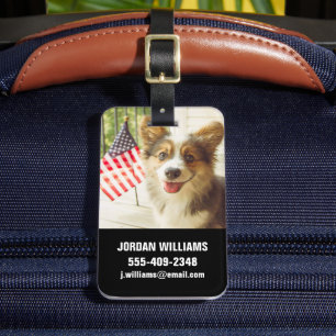 Cutest Baby Animals   American Flag Corgi Luggage Tag
