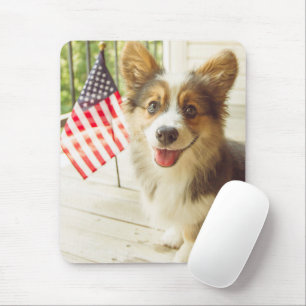 Cutest Baby Animals   American Flag Corgi Mouse Mat