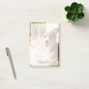 Cutest Baby Animals American Flag Corgi Post-it Notes
