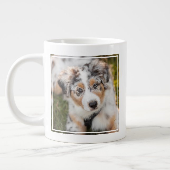 Cutest Baby Animals | Australian Shepherd Puppy Large Coffee Mug (Left)