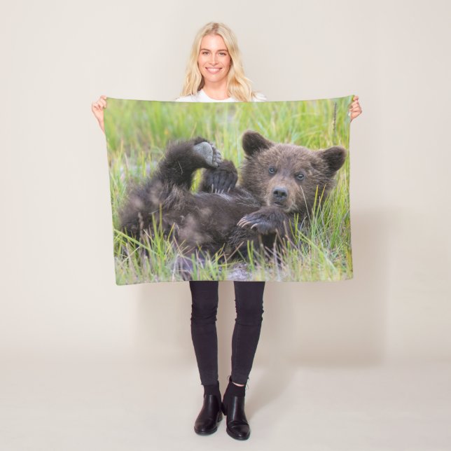 Cutest Baby Animals | Baby Brown Bear Cub Fleece Blanket (In Situ)