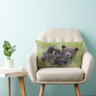 Cutest Baby Animals   Baby Brown Bear Cub Lumbar Cushion