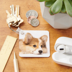 Cutest Baby Animals Baby Corgi Puppy Portrait Key Ring