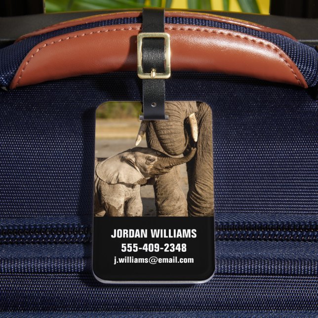 Cutest Baby Animals | Baby Elephant & Mama Luggage Tag (Front Insitu 2)