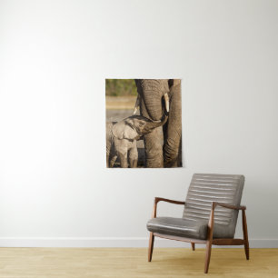 Cutest Baby Animals Baby Elephant & Mama Tapestry