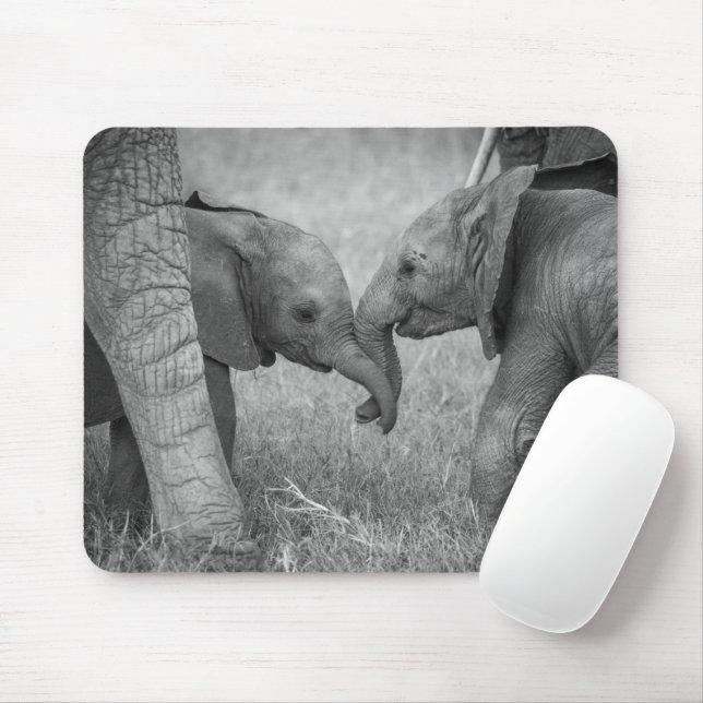 Cutest Baby Animals | Baby Elephants Greeting Mouse Mat (With Mouse)