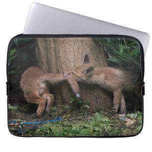 Cutest Baby Animals Baby Foxes Playing Laptop Sleeve