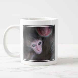 Cutest Baby Animals Baby Macaque Monkey & Mother Large Coffee Mug