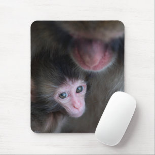 Cutest Baby Animals Baby Macaque Monkey & Mother Mouse Mat