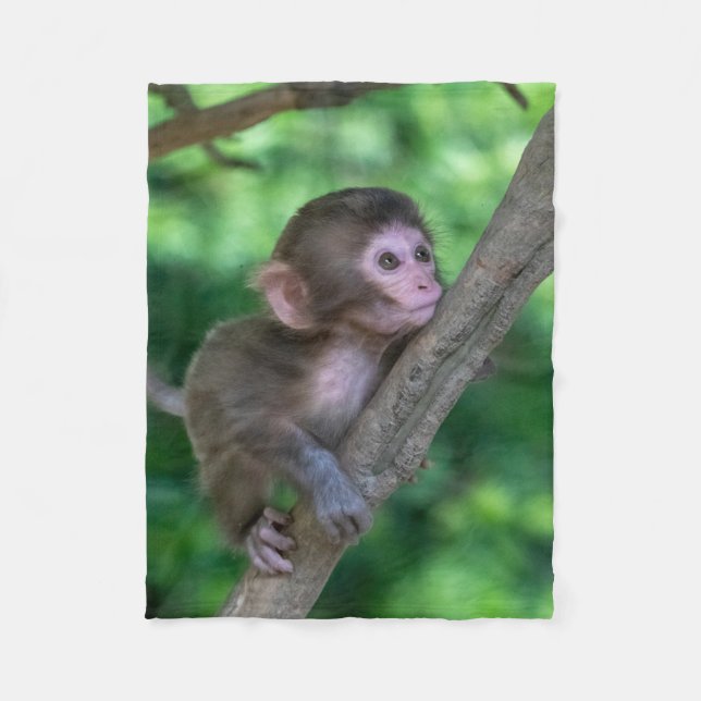 Cutest Baby Animals | Baby Monkey Fleece Blanket (Front)