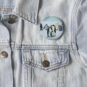 Cutest Baby Animals Baby Penguin Feeding 6 Cm Round Badge