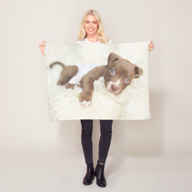 Cutest Baby Animals | Baby Pit Bull Puppy Fleece Blanket (In Situ)