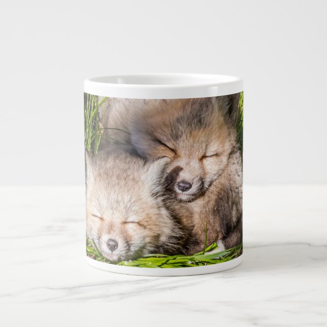 Cutest Baby Animals | Baby Red Fox Kits Sleeping Large Coffee Mug (Front)