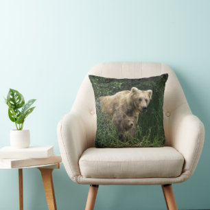 Cutest Baby Animals   Bear Mama Bear & Her Cubs Cushion