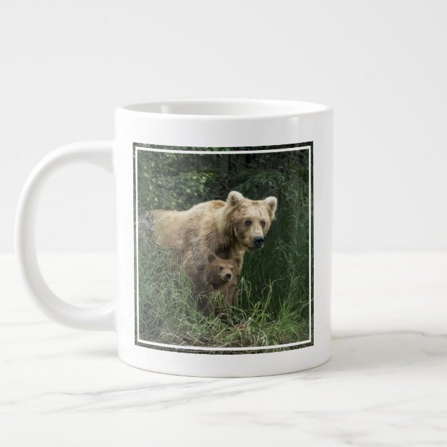Cutest Baby Animals | Bear Mama Bear & Her Cubs Large Coffee Mug (Left)