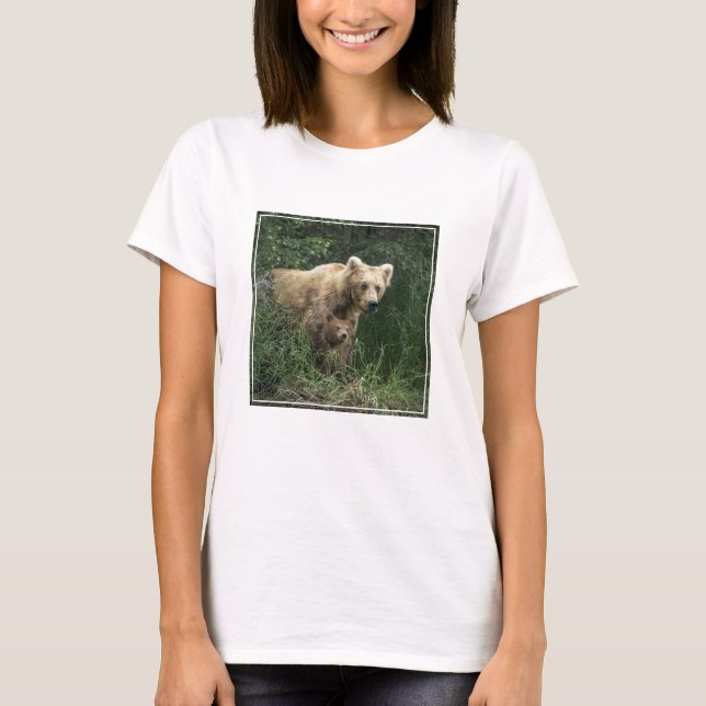 Cutest Baby Animals | Bear Mama Bear & Her Cubs T-Shirt (Front)