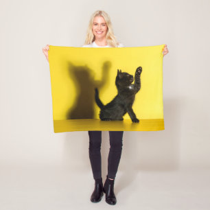 Cutest Baby Animals   Black Cat Playing Fleece Blanket