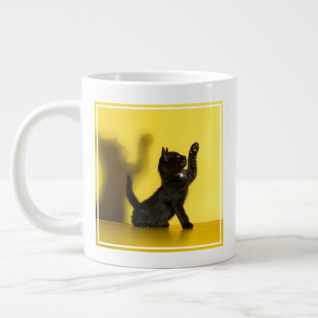 Cutest Baby Animals | Black Cat Playing Large Coffee Mug (Left)