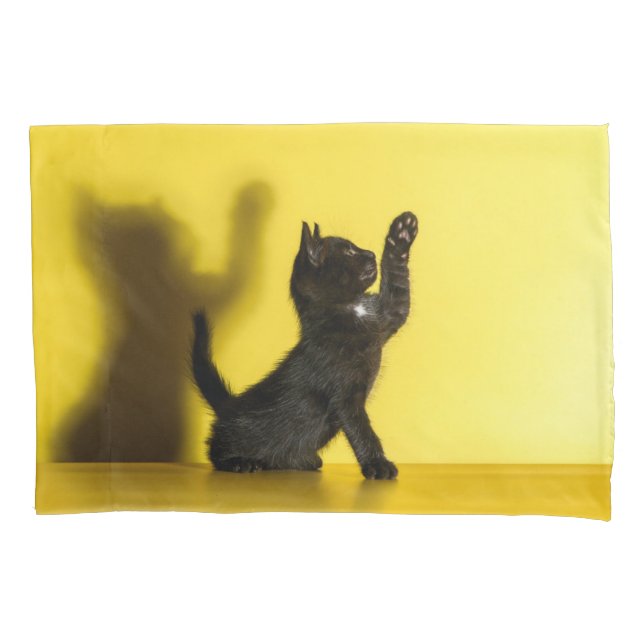 Cutest Baby Animals | Black Cat Playing Pillowcase (Front)