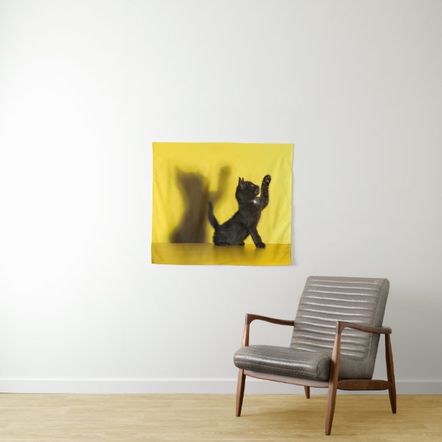 Cutest Baby Animals | Black Cat Playing Tapestry (In Situ (Horizontal))