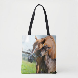 Cutest Baby Animals Black Foal with Mum Tote Bag