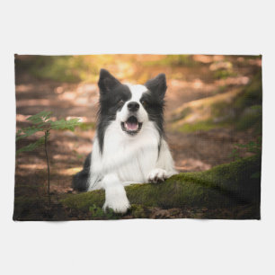 Cutest Baby Animals Black & White Border Collie Tea Towel