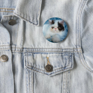 Cutest Baby Animals   Black & White Kitten 6 Cm Round Badge