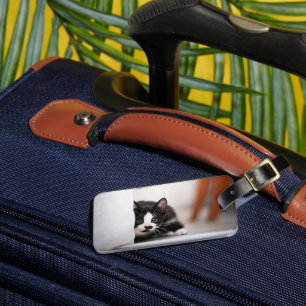 Cutest Baby Animals Black & White Kitten Luggage Tag