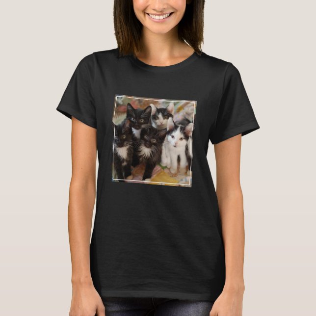 Cutest Baby Animals | Black & White Kittens T-Shirt (Front)