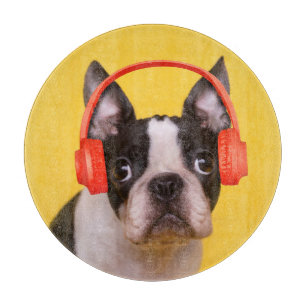 Cutest Baby Animals Boston Terrier Headphones Cutting Board