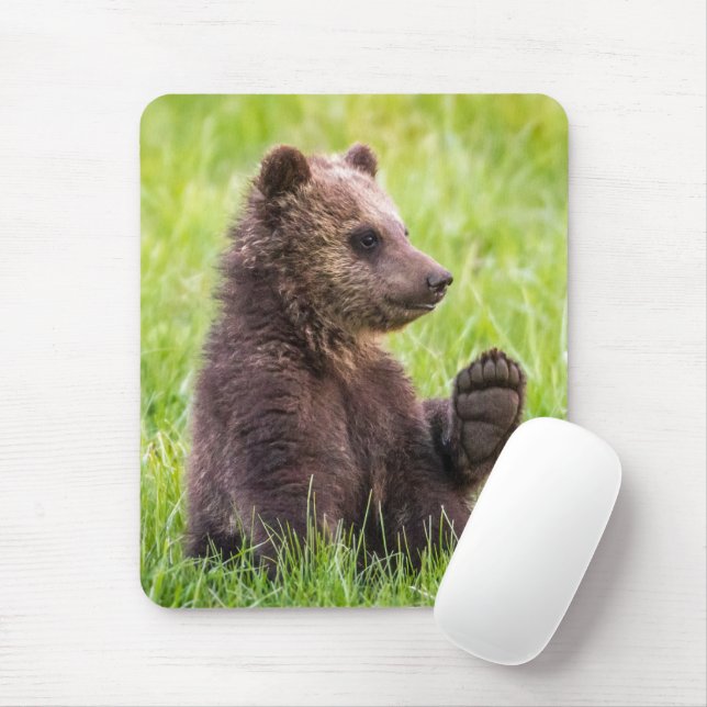 Cutest Baby Animals | Brown Bear Cub Wave Mouse Mat (With Mouse)