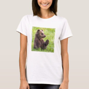 Cutest Baby Animals   Brown Bear Cub Wave T-Shirt