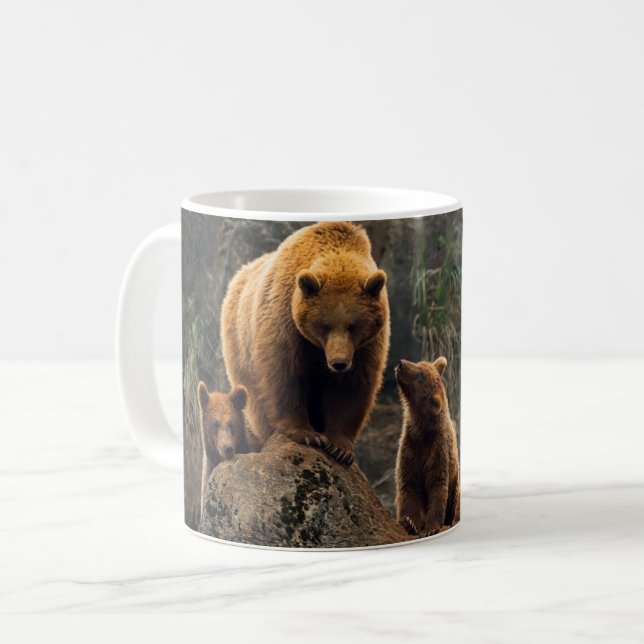 Cutest Baby Animals | Brown Bear Family Coffee Mug (Front Left)