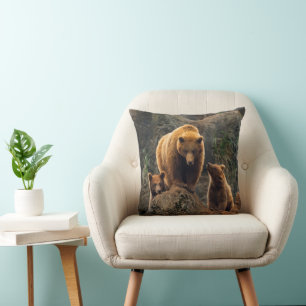 Cutest Baby Animals   Brown Bear Family Cushion